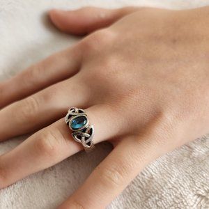 Sterling Silver and Aquamarine Ring. Size 7. Used.